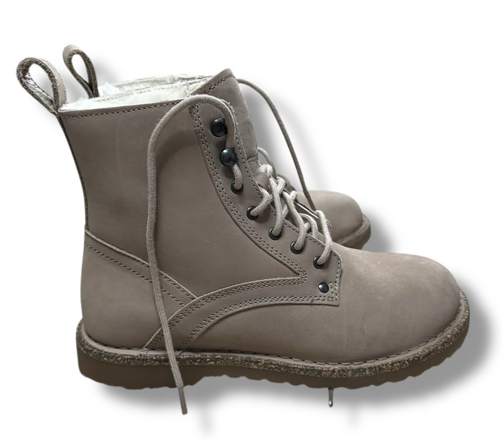 New Birkenstock Bryson Shearling Lined Combat Lace Boots Beige Taupe EU 38 US 7